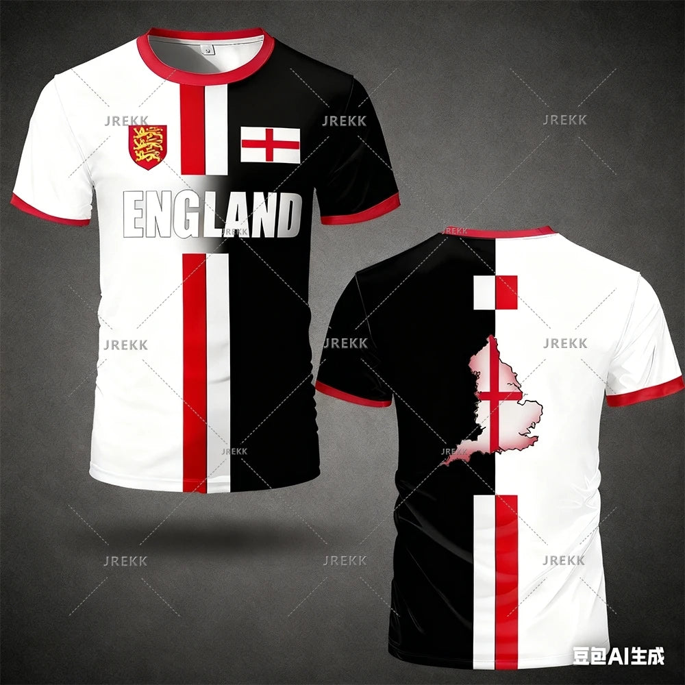 England Football Jersey – Oversized Quick-Dry Soccer T-Shirt for Men