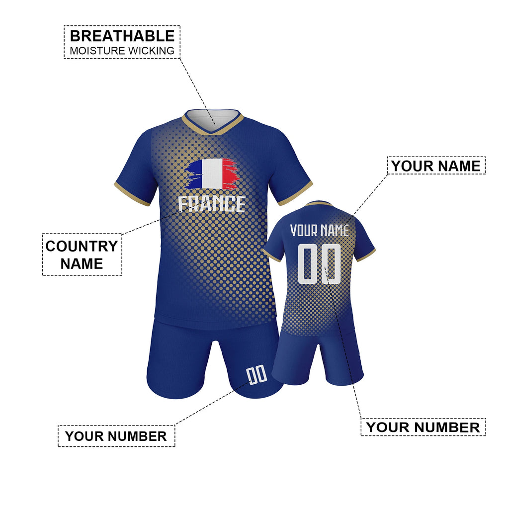 Custom France Youth Soccer Kit