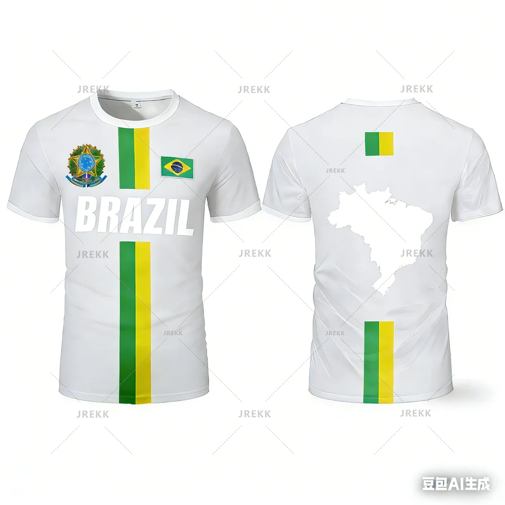 Brazil Flag Stripe Football Training Jersey – Quick-Dry Sports T-Shirt for Men