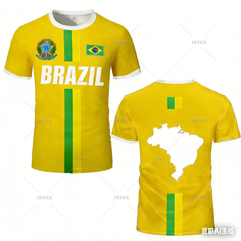 Brazil Flag Stripe Football Training Jersey – Quick-Dry Sports T-Shirt for Men