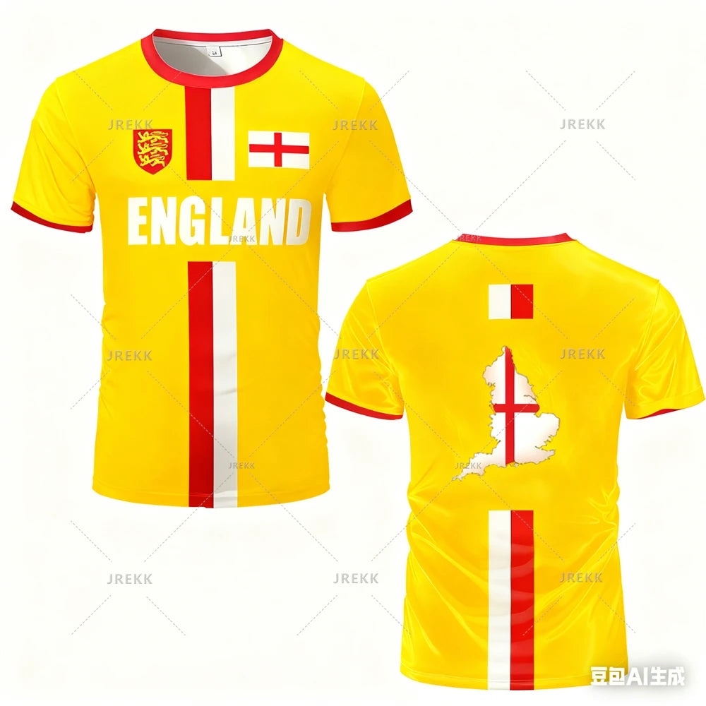 England Football Jersey – Oversized Quick-Dry Soccer T-Shirt for Men