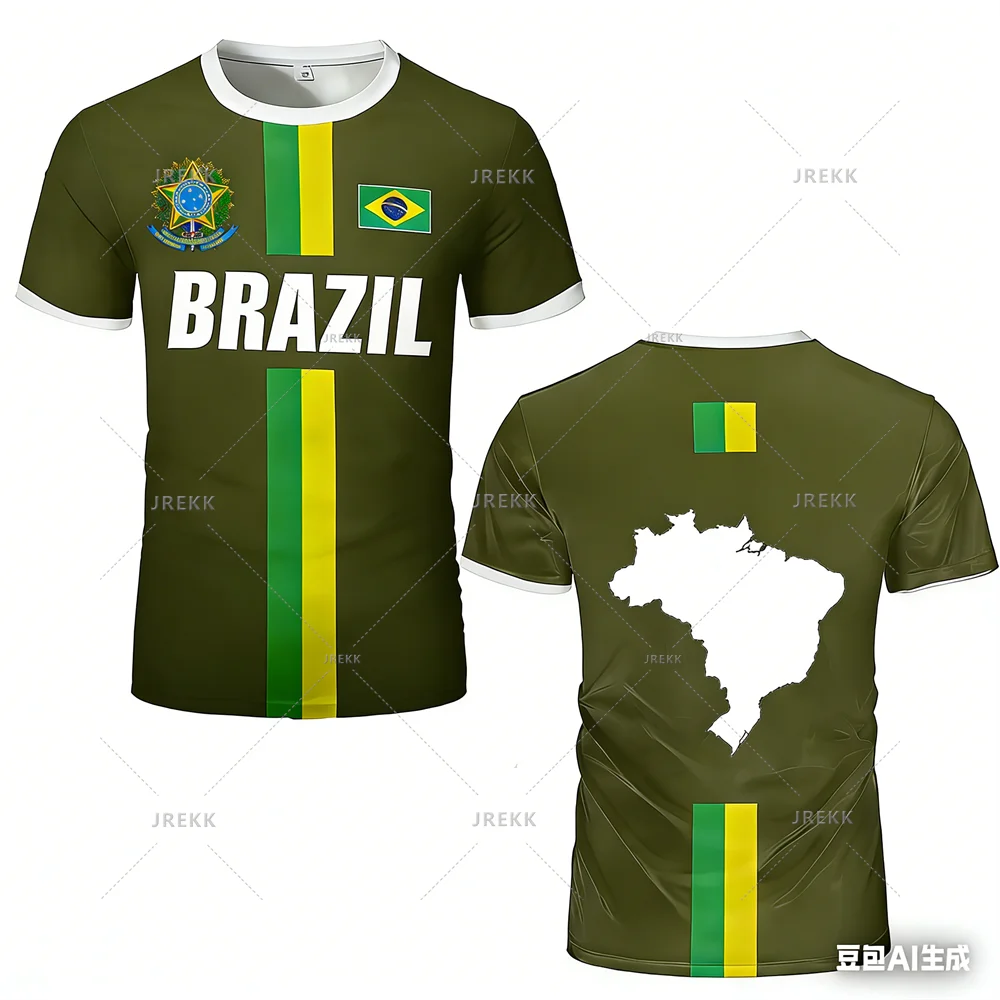 Brazil Flag Stripe Football Training Jersey – Quick-Dry Sports T-Shirt for Men