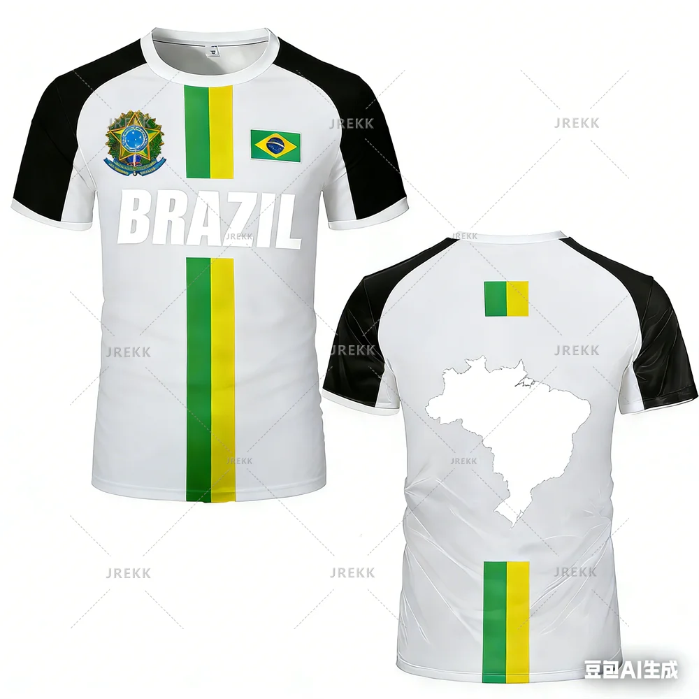 Brazil Flag Stripe Football Training Jersey – Quick-Dry Sports T-Shirt for Men