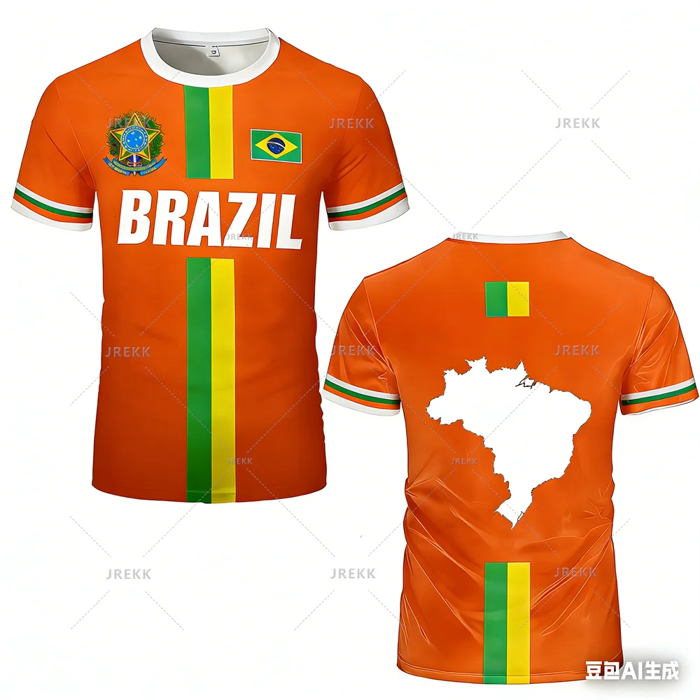 Brazil Flag Stripe Football Training Jersey – Quick-Dry Sports T-Shirt for Men