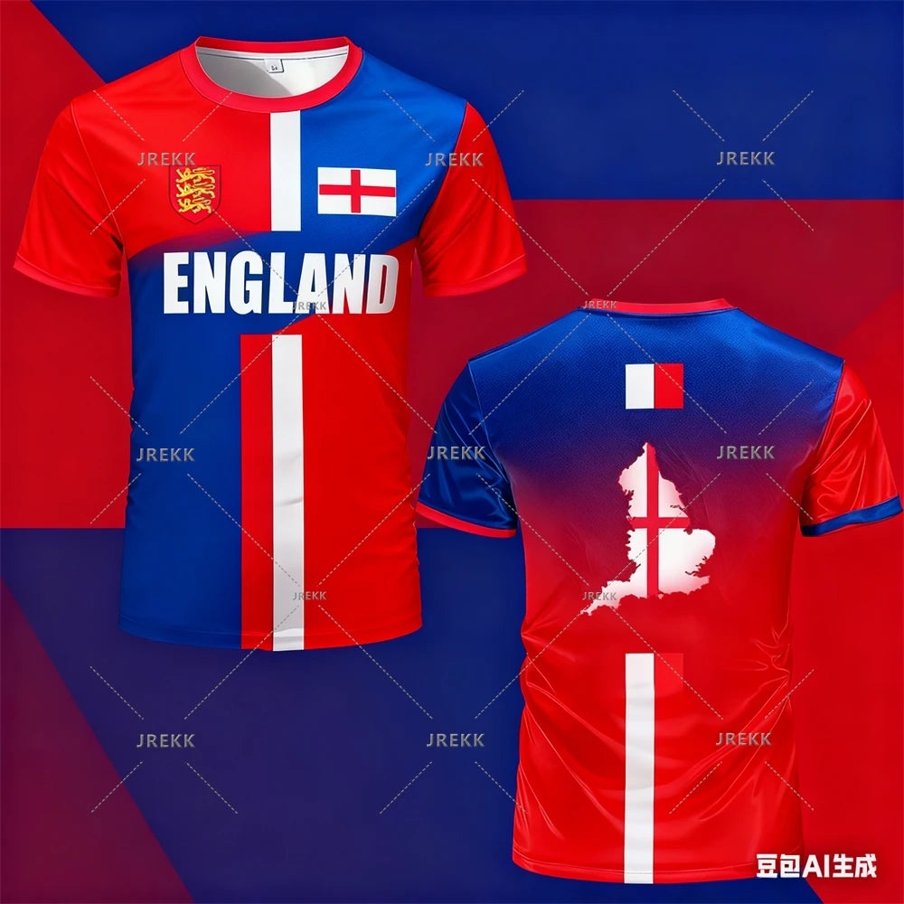 England Football Jersey – Oversized Quick-Dry Soccer T-Shirt for Men