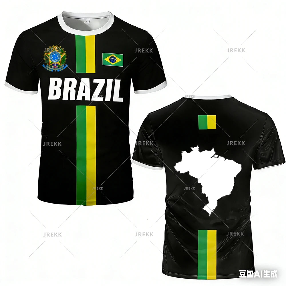 Brazil Flag Stripe Football Training Jersey – Quick-Dry Sports T-Shirt for Men