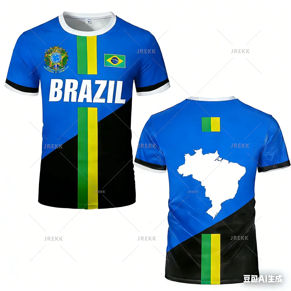 Brazil Flag Stripe Football Training Jersey – Quick-Dry Sports T-Shirt for Men